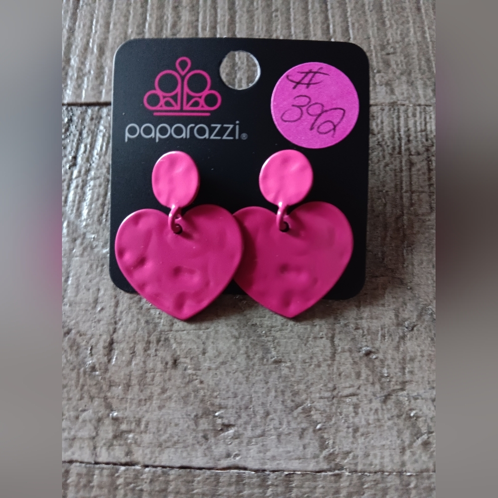 Paparazzi Pink Heart Earrings for Kids - Picture 2 of 4